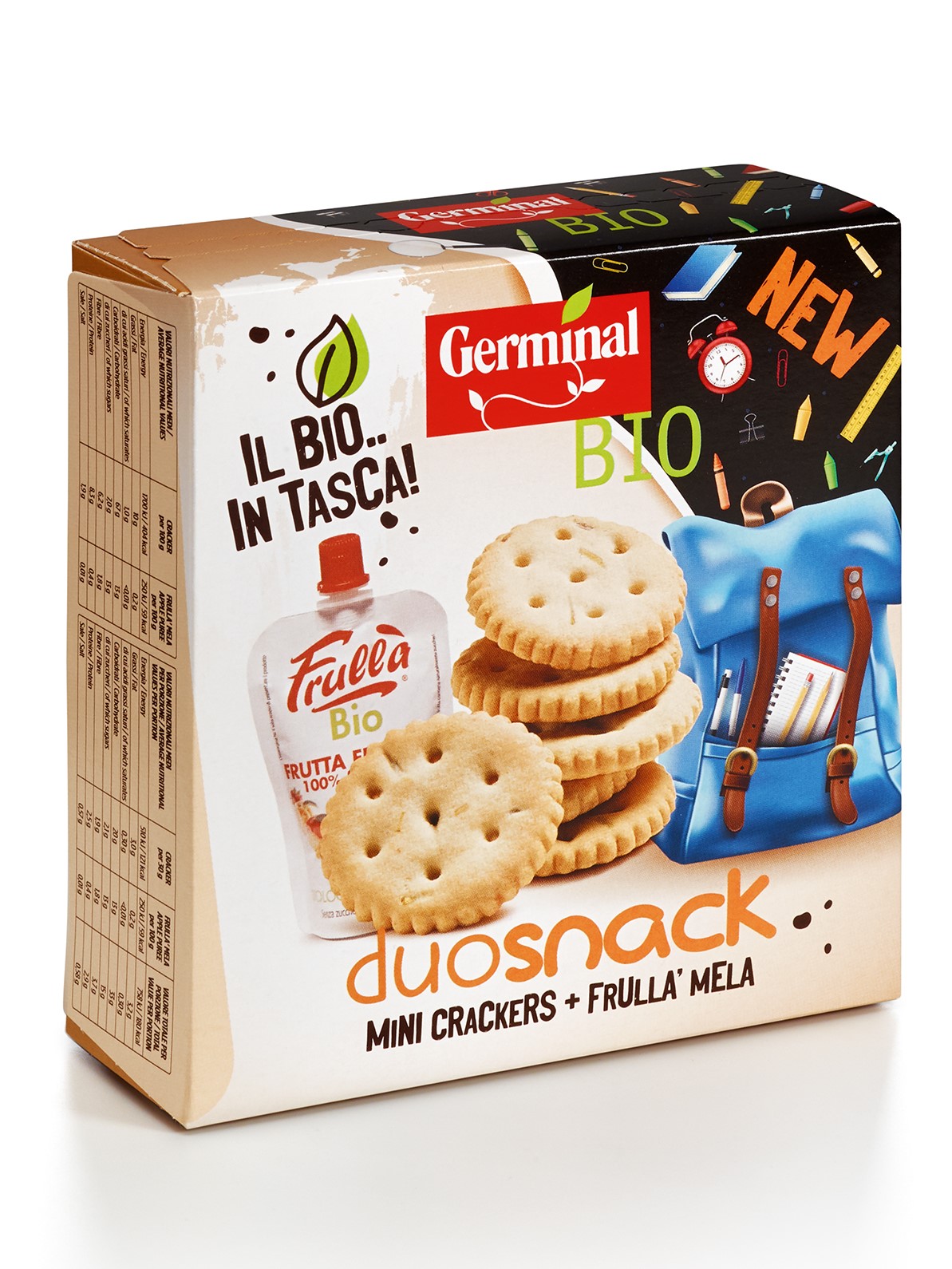 Immagine confezione Duo Snack Mini Crackers Grano Saraceno e Frullà Mela Germinal Bio