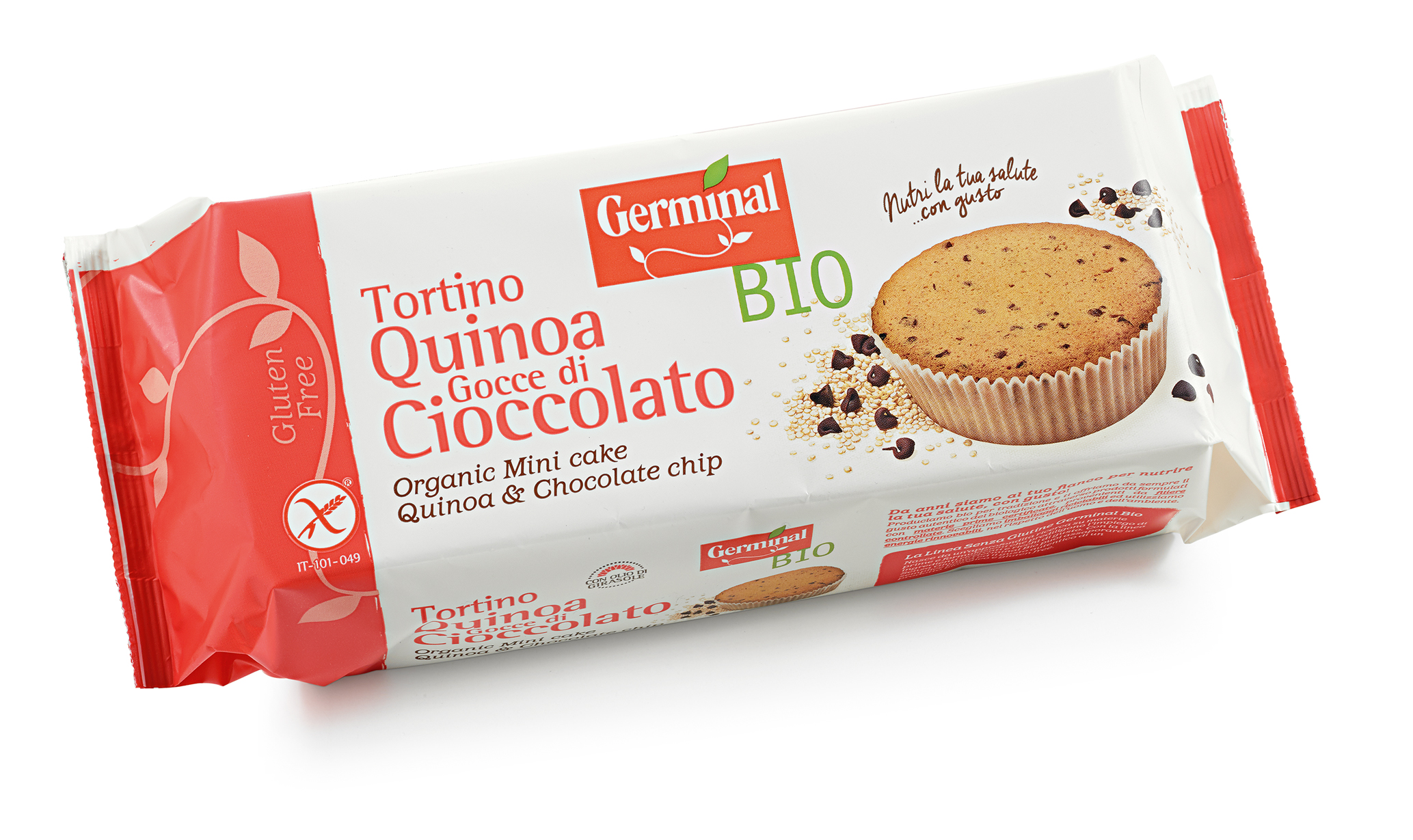 Immagine confezione Tortino Quinoa con Gocce di Cioccolato Senza Glutine Germinal Bio